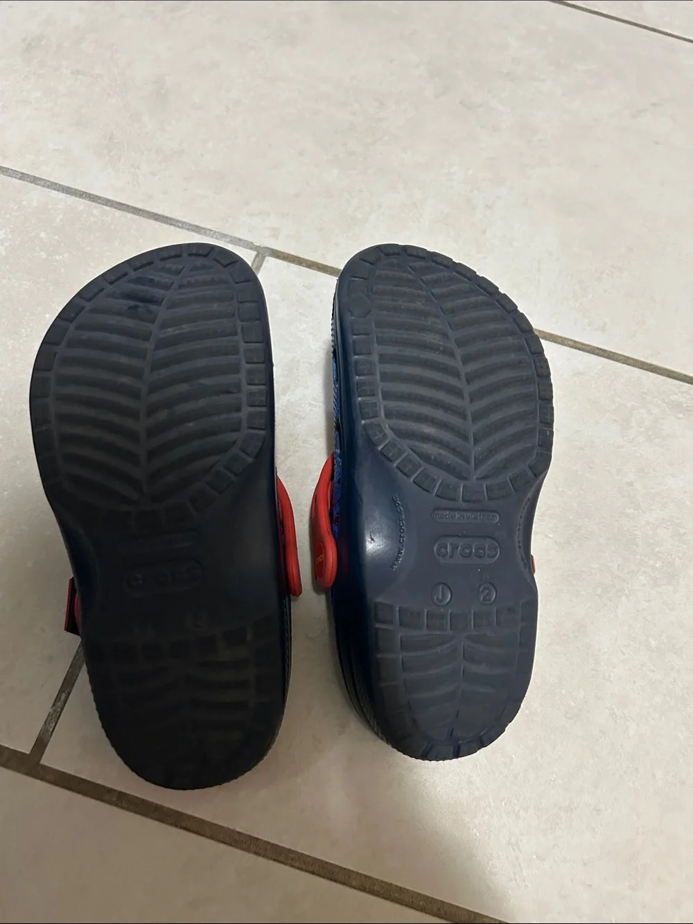 CROCS Kids Blue Superman Clogs with Red Strap